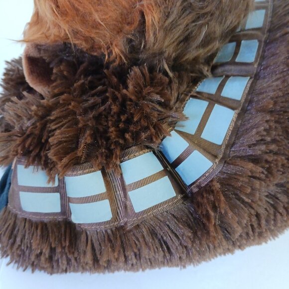 Star Wars Chewbacca Pillow Plush Long Shaggy Hair Blue Eyes Folds Up 20 Inch - Picture 6 of 10